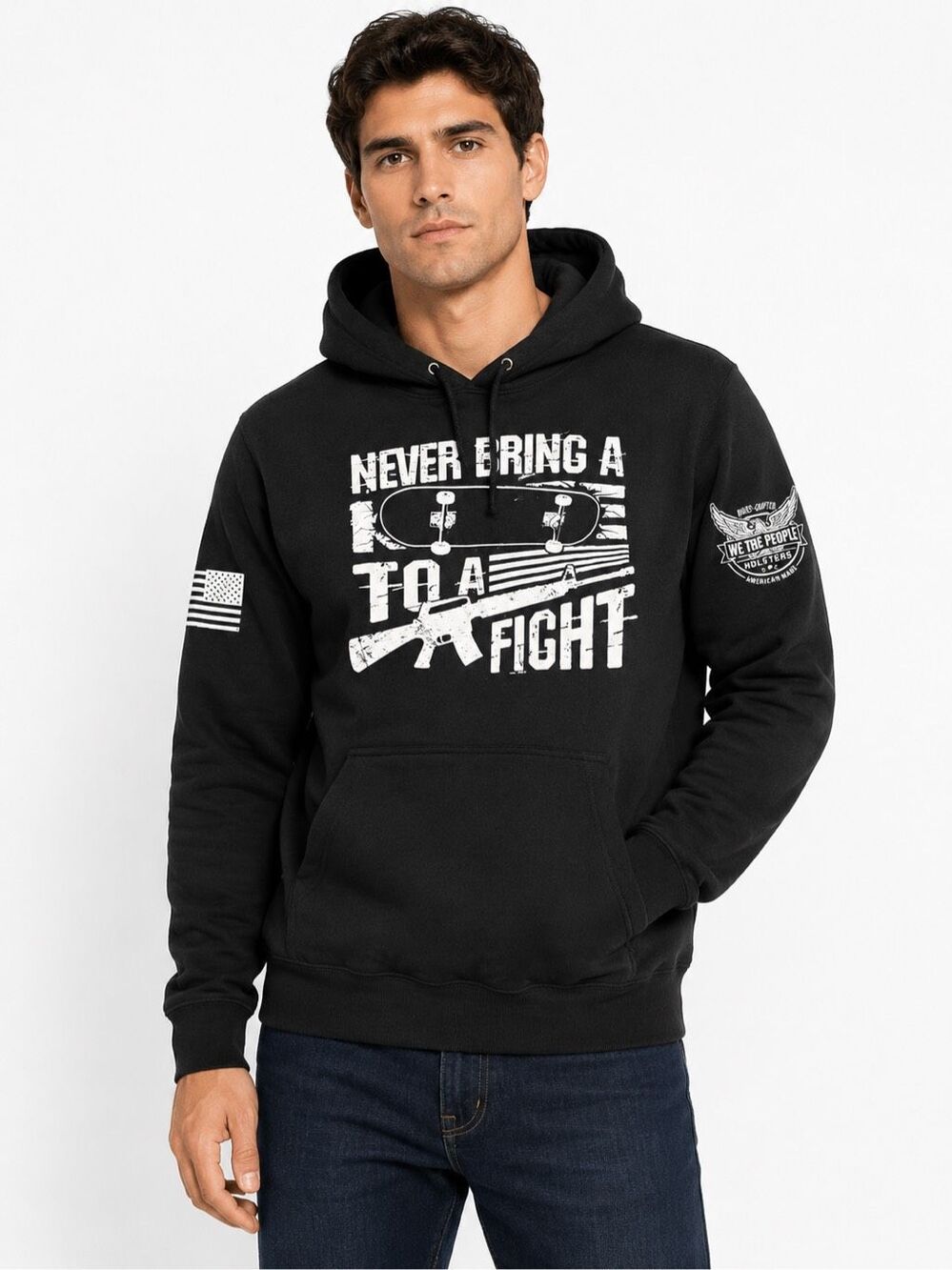 We The People Holsters Hoodie Never Bring A Skateboard To A Gun Fight Size XL